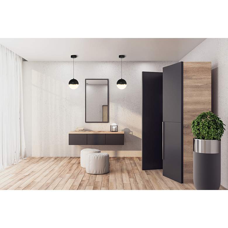 Image 7 Unity 10"W Black with Antique Brushed Brass LED Mini Pendant more views