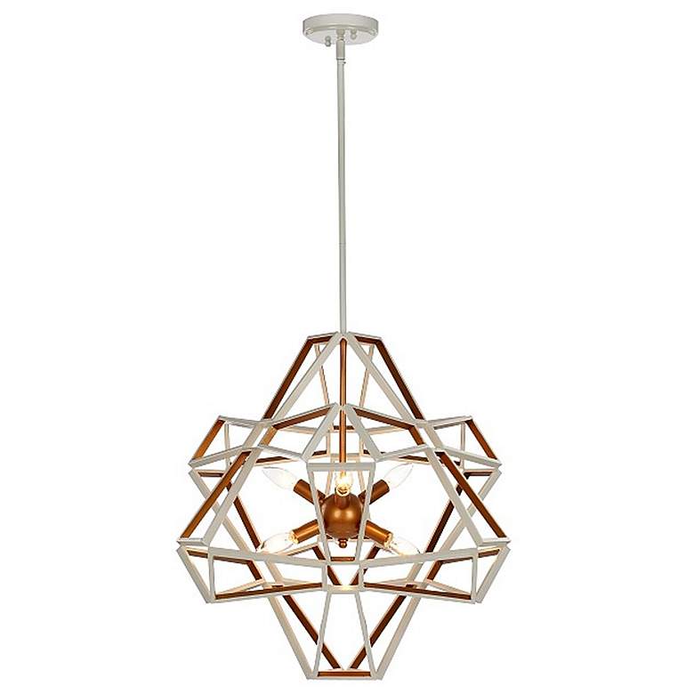 Image 1 Unity 6-Light 23 Inch Geometric Satin White Gold Sputnik Chandelier