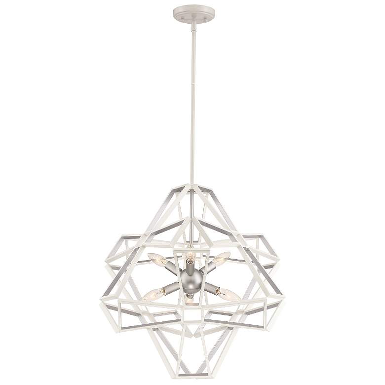 Image 1 Unity 6-Light 23 Inch Geometric Satin White Silver Sputnik Chandelier