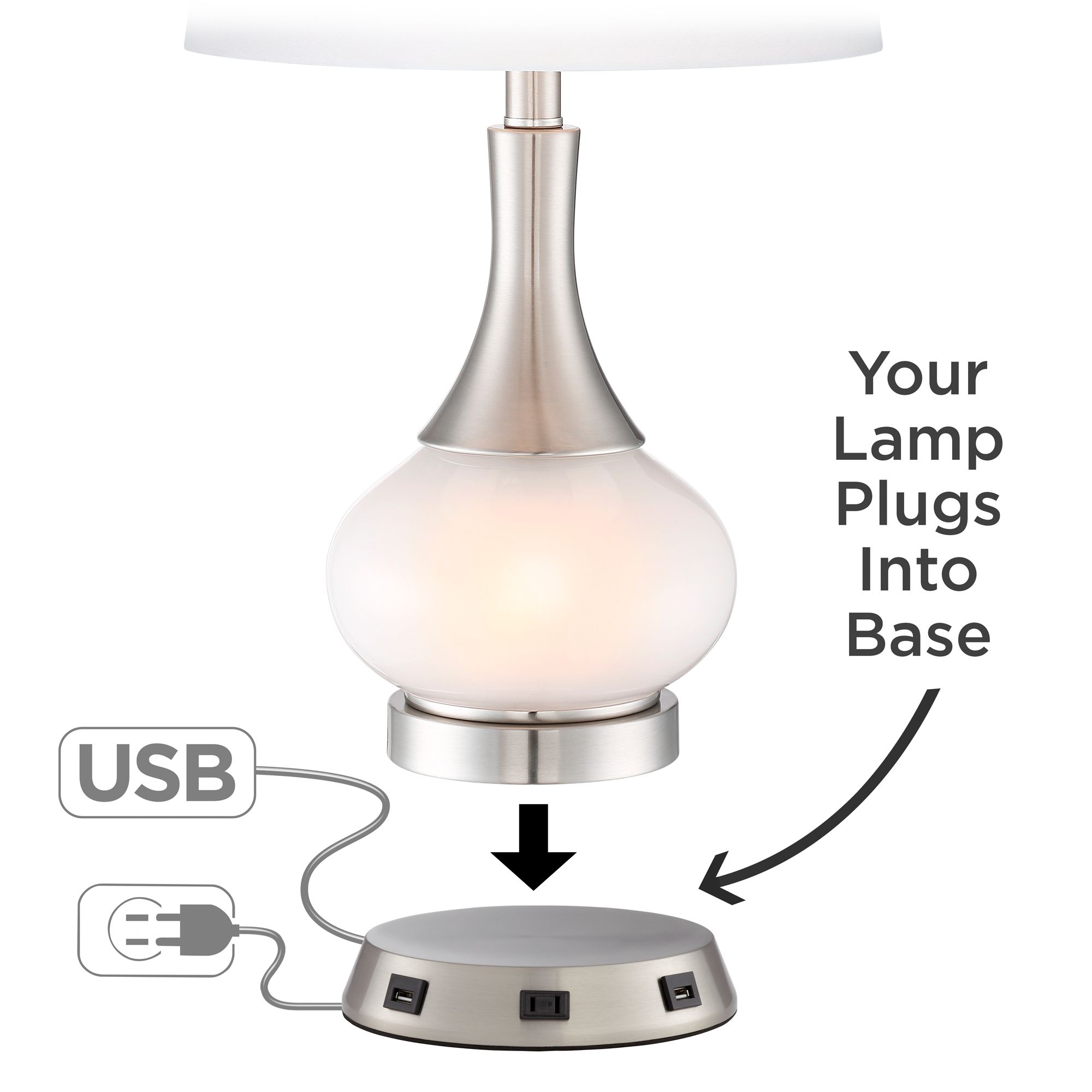 usb outlet lamp base