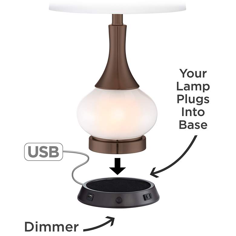 Image 2 Universal USB-Outlet 9" Wide Bronze Lamp Base with Dimmer more views