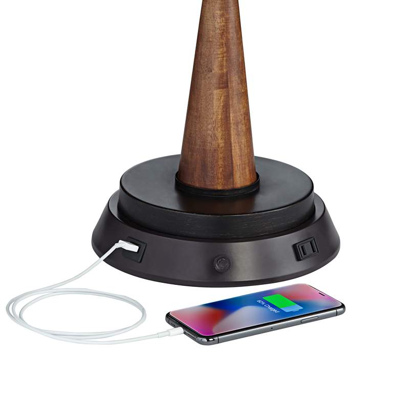 Image 3 Universal USB-Outlet 9" Wide Bronze Lamp Base with Dimmer more views