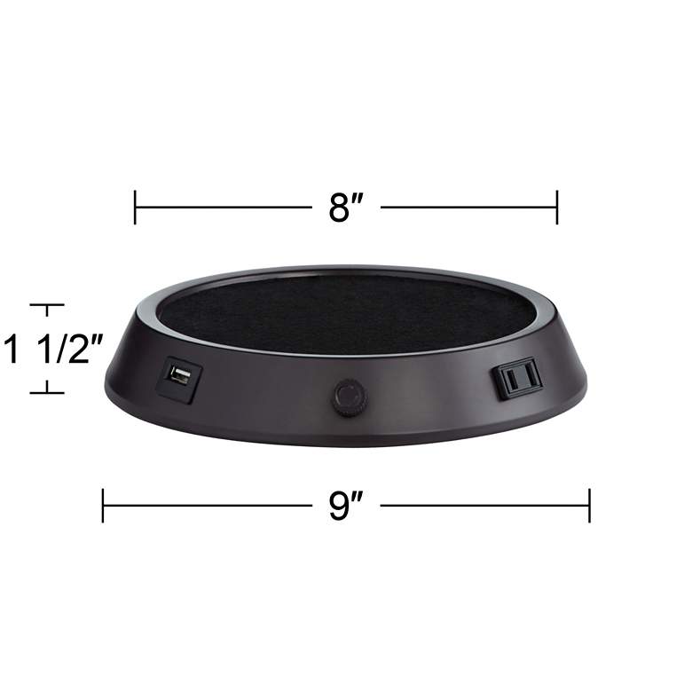 Image 6 Universal USB-Outlet 9" Wide Bronze Lamp Base with Dimmer more views