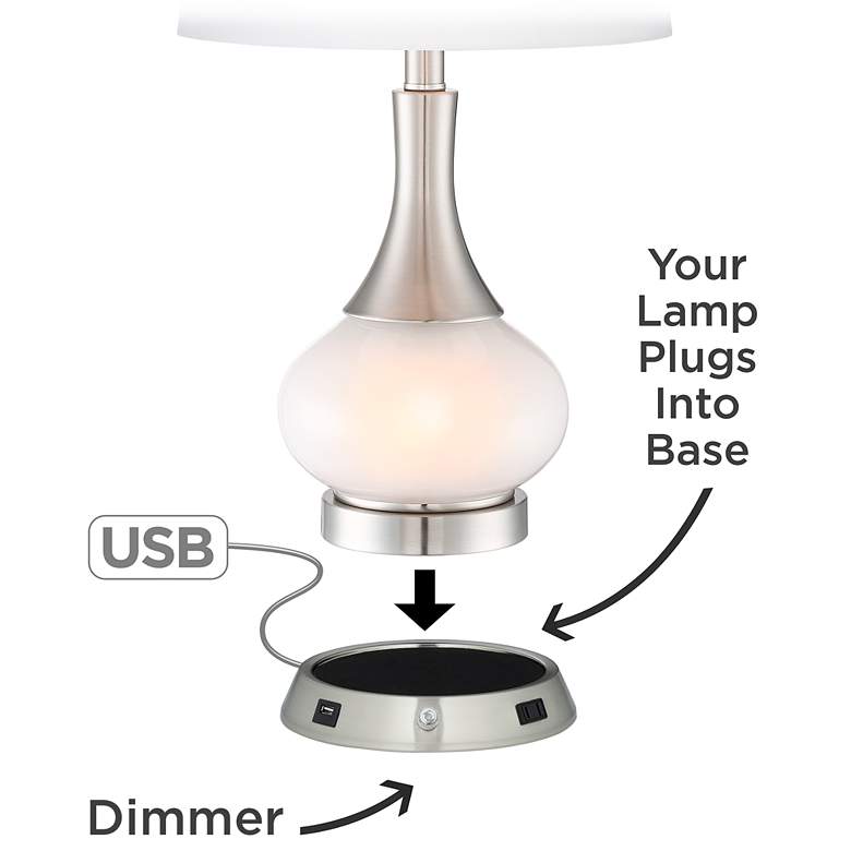 Image 2 Universal USB-Outlet Nickel Lamp Base with Dimmer more views