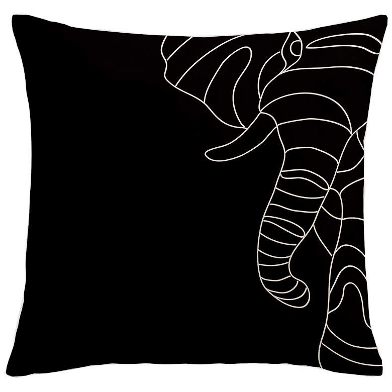 Image 1 Uno Black Elephant 18 inch Square Down Throw Pillow