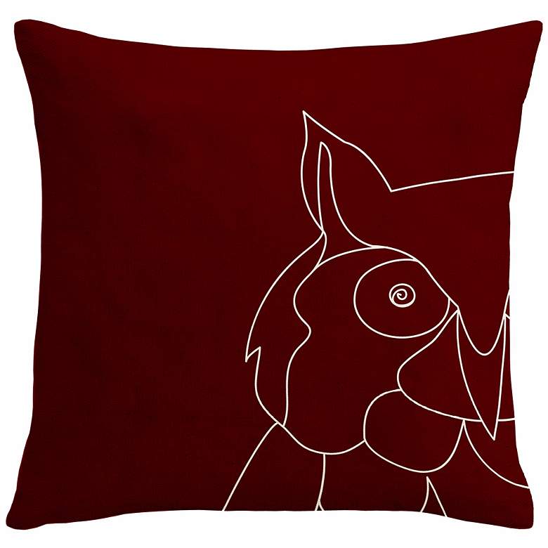 Image 1 Uno Wine Red Owl 18 inch Square Down Throw Pillow