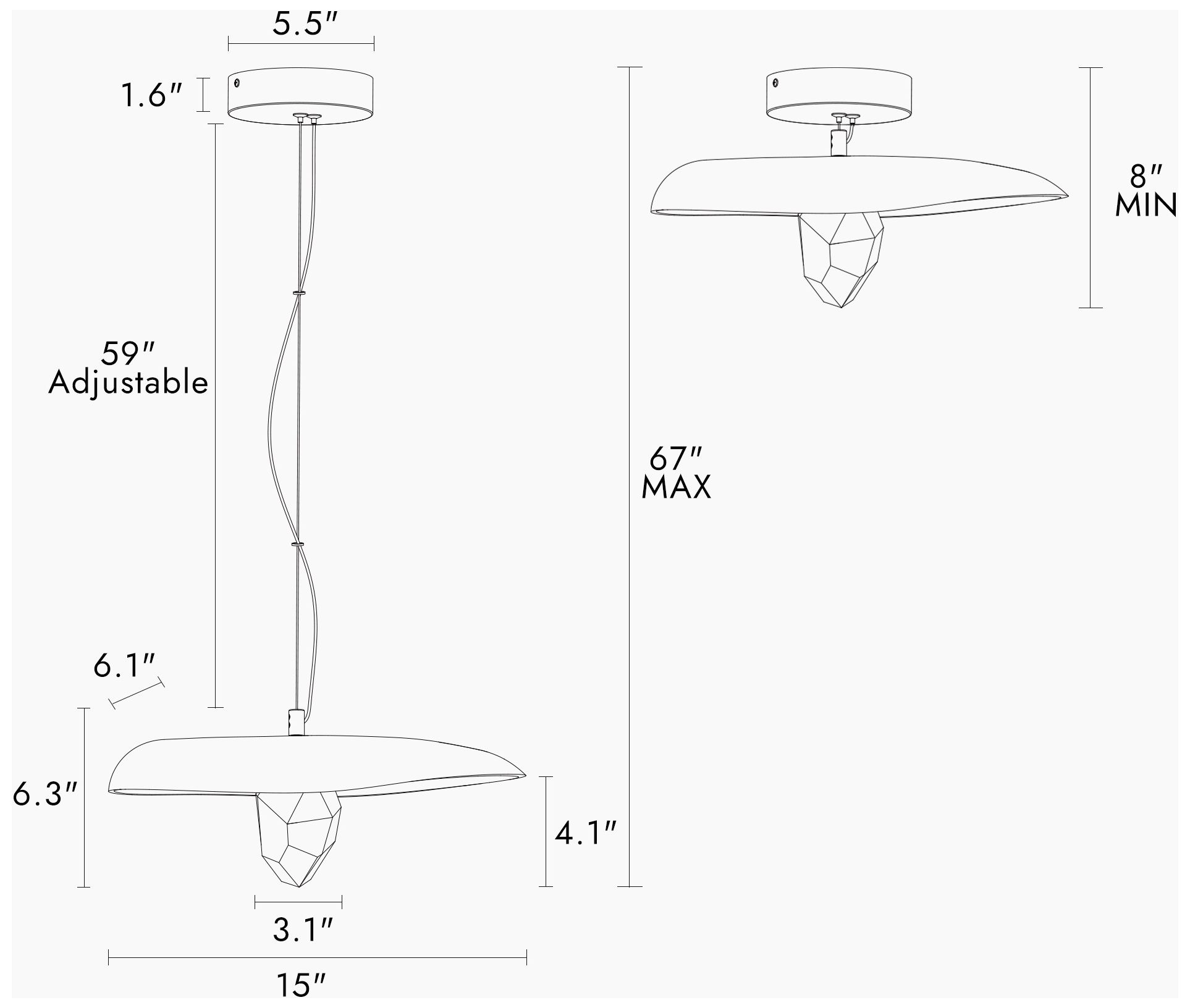 Image 2 Uoicasa 1-Light LED Crystal Pendant Light - Made to Order more views