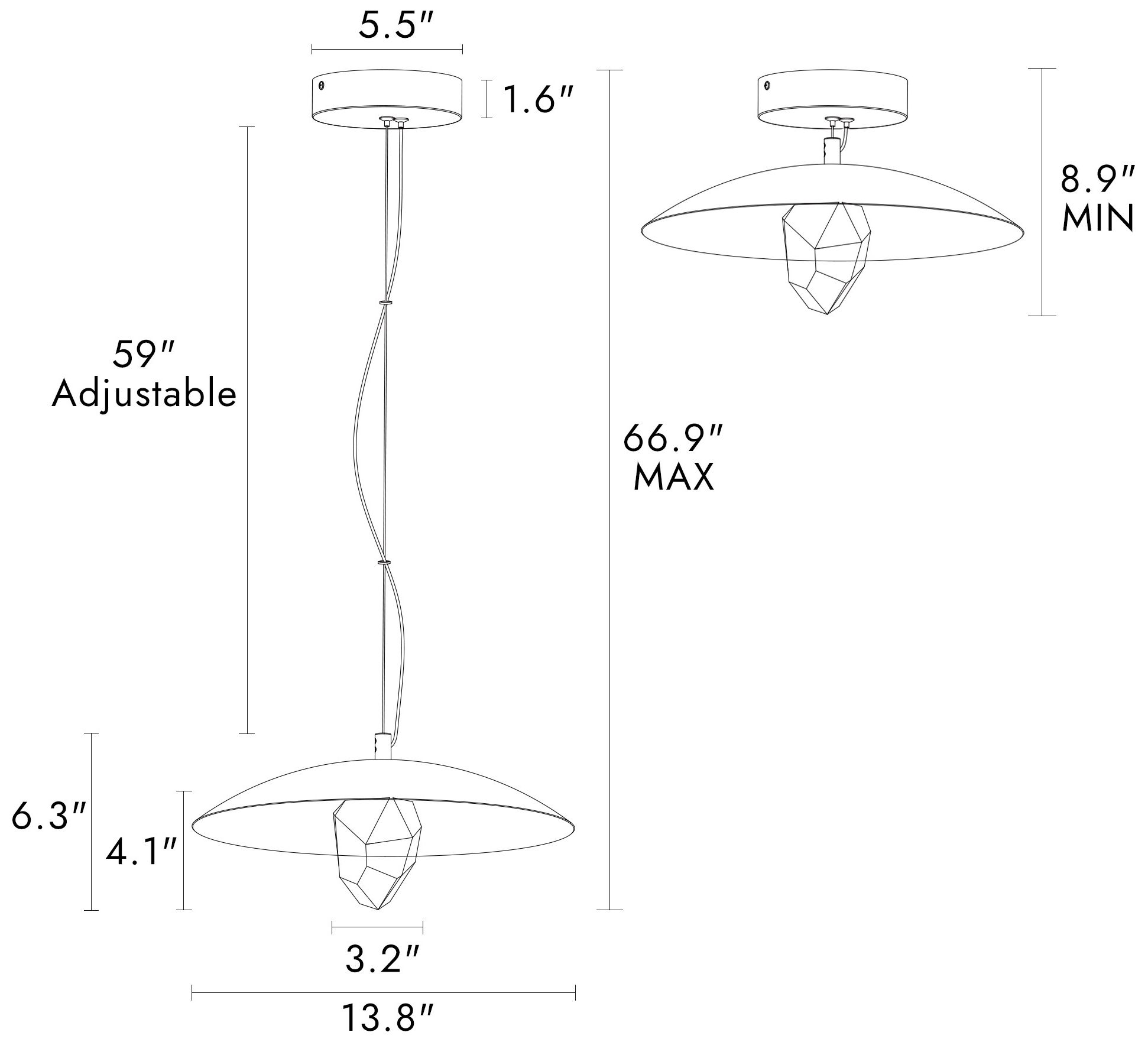 Image 2 Uoicasa 1-Light LED Crystal Pendant Light more views