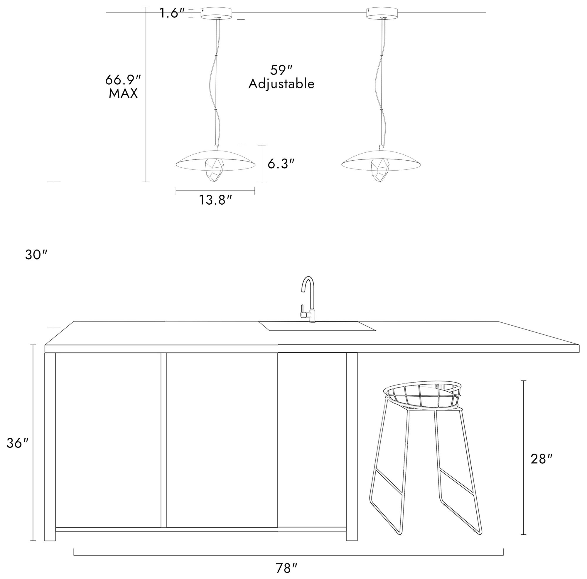 Uoicasa 1-Light LED Crystal Pendant Light