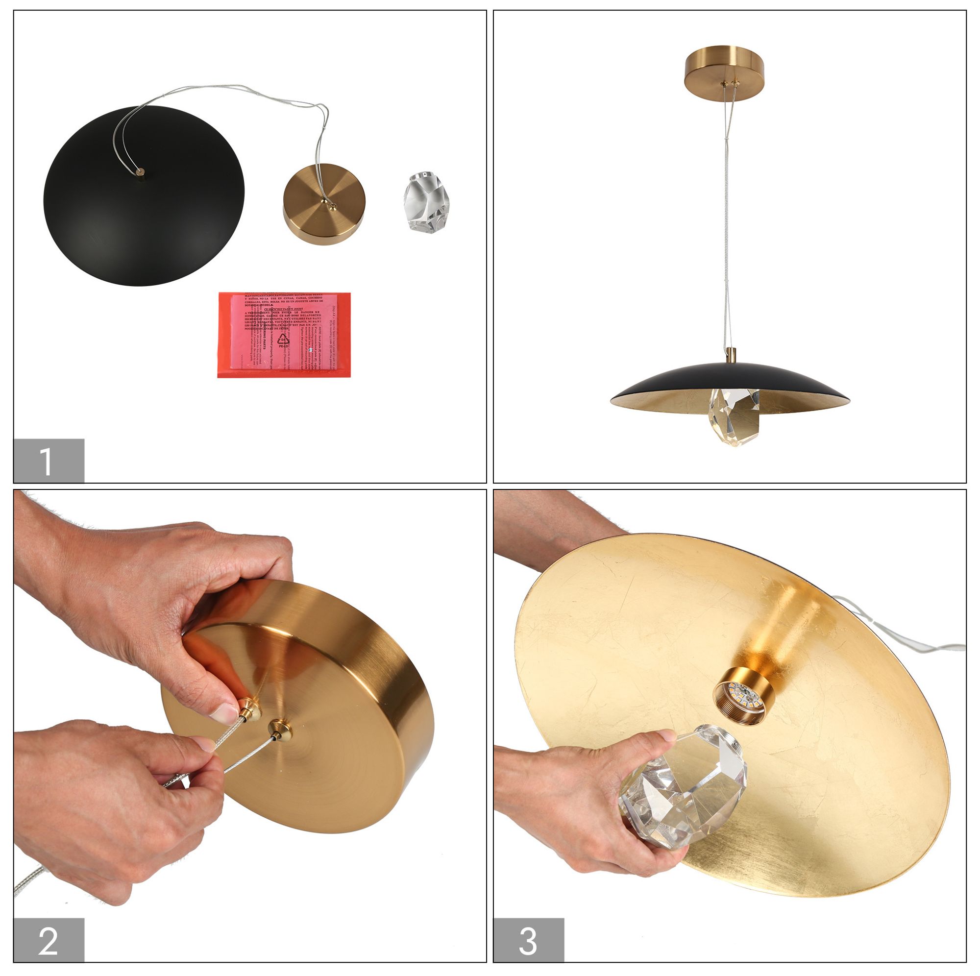 Uoicasa 1-Light LED Crystal Pendant Light