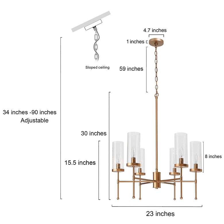 Image 7 Uolin 23 inch Wide Gold 6-Light Linear Chandelier more views