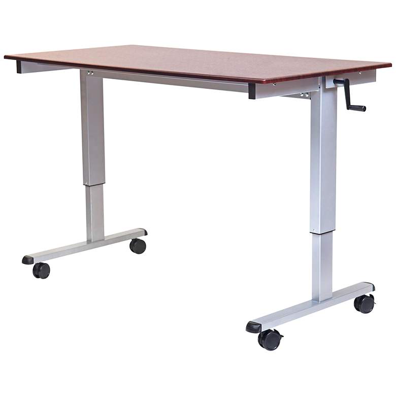Image 1 Upas Dark Walnut Large Crank Adjustable Stand Up Desk