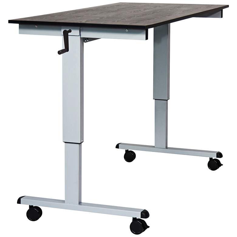 Image 1 Upas Silver and Black Large Crank Adjustable Stand Up Desk