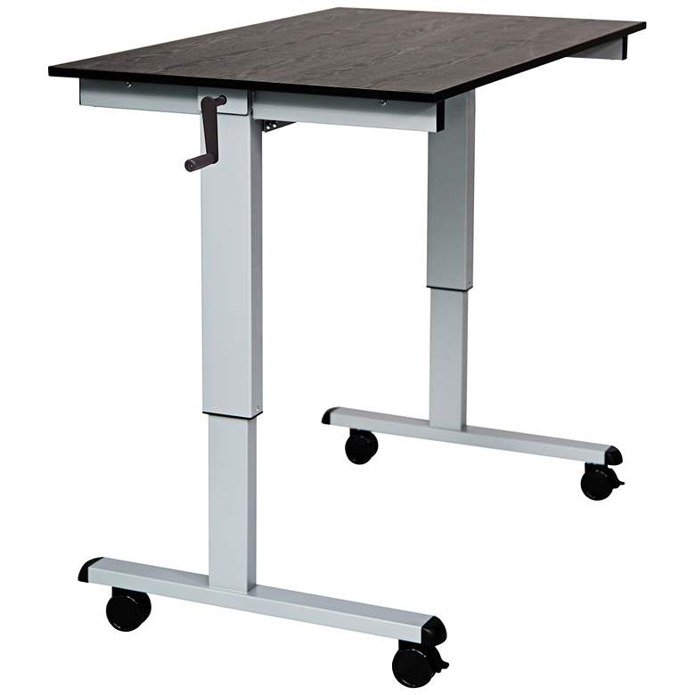 Image 1 Upas Silver and Black Small Crank Adjustable Stand Up Desk