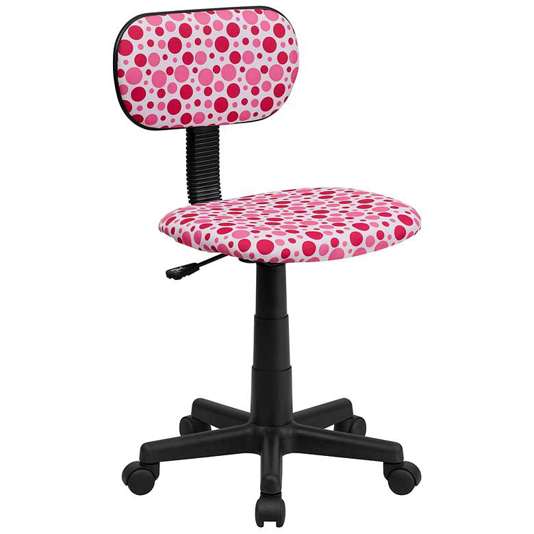 Image 1 Upholstered Armless Pink Dot Computer Chair