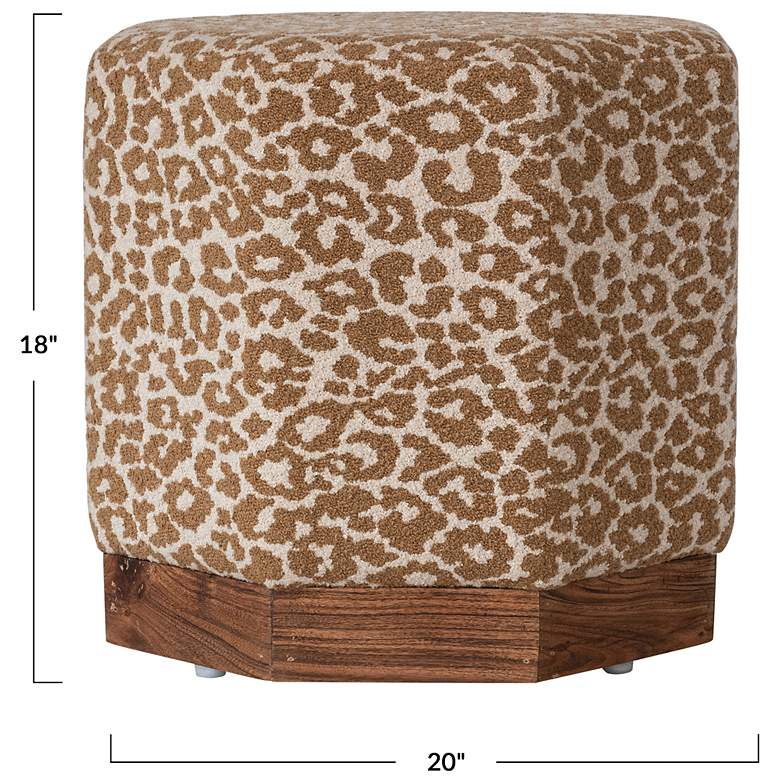 Image 2 Upholstered Stool / Ottoman with Wood Base and Leopard Print Pattern more views