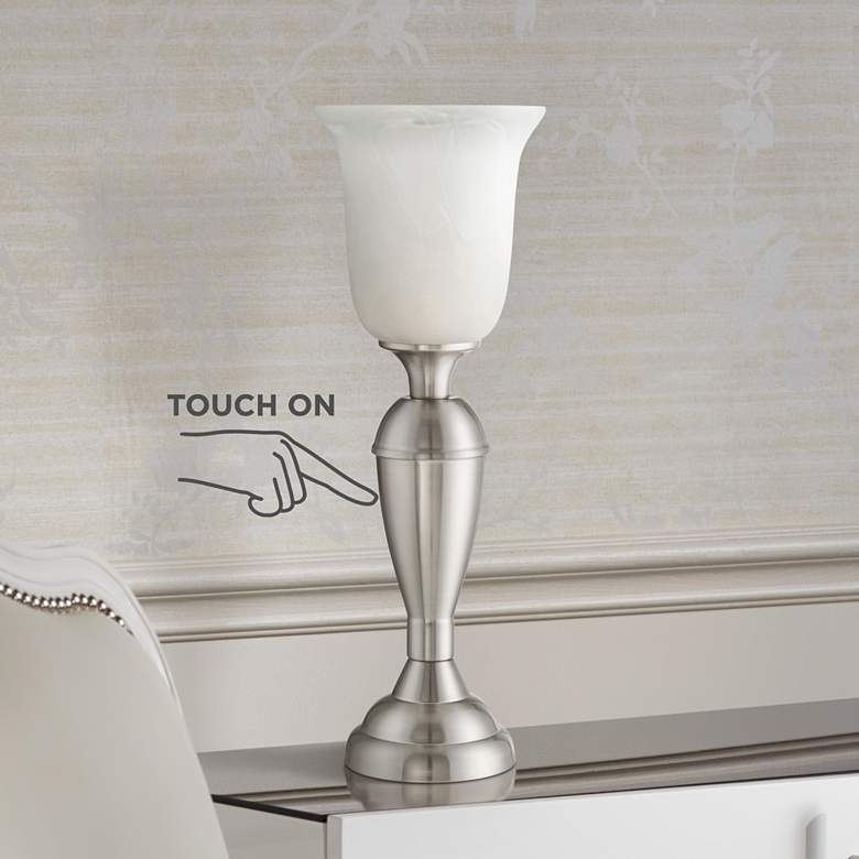 Uplight 20&quot;H Brushed Nickel Finish Touch On-Off Table Lamp