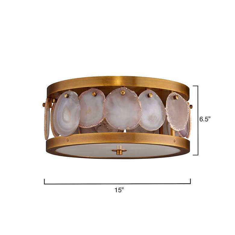 Image 3 Upsala 15"W Antique Brass Agate Stone 2-Light Ceiling Light more views