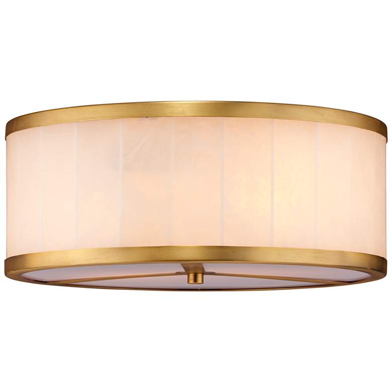 Image 1 Upsala 15 inchW Antique Brass White Alabaster LED Ceiling Light