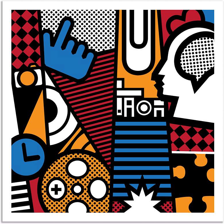 Image 1 Upside Down Town 25" Square Giclee Wall Art Poster