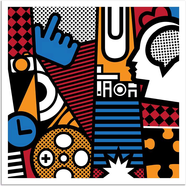 Image 1 Upside Down Town 30" Square Giclee Wall Art Poster