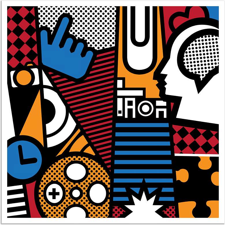 Image 1 Upside Down Town 40" Square Giclee Wall Art Poster