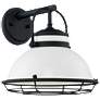 Upton; 1 Light; Large Outdoor Wall; Gloss White Finish w Textured Black