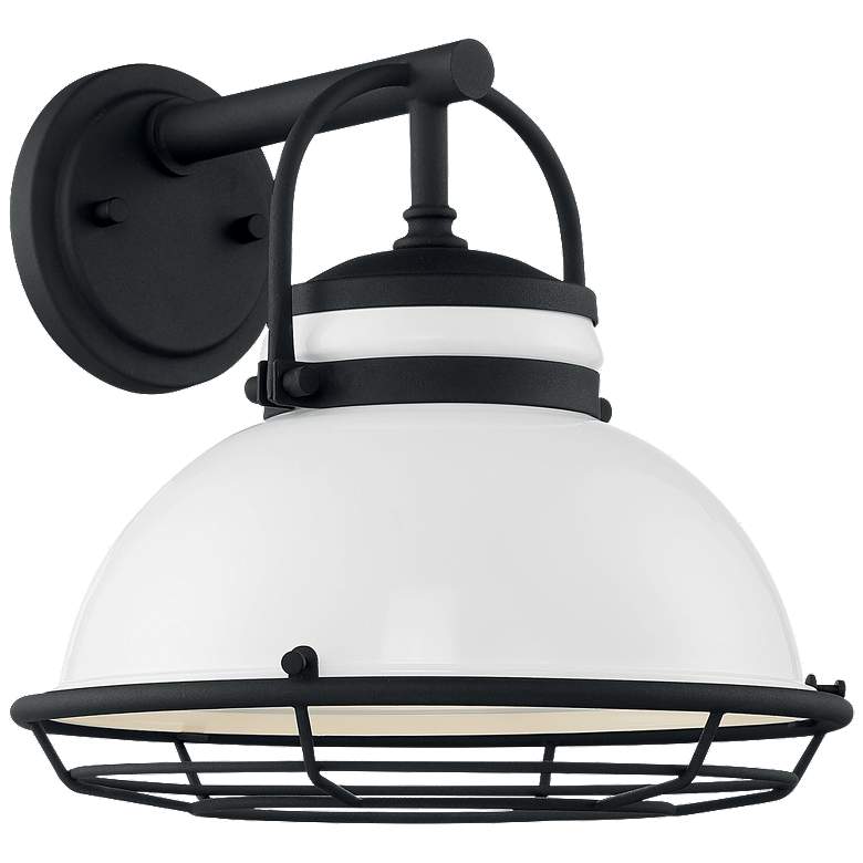 Image 1 Upton; 1 Light; Large Outdoor Wall; Gloss White Finish w Textured Black