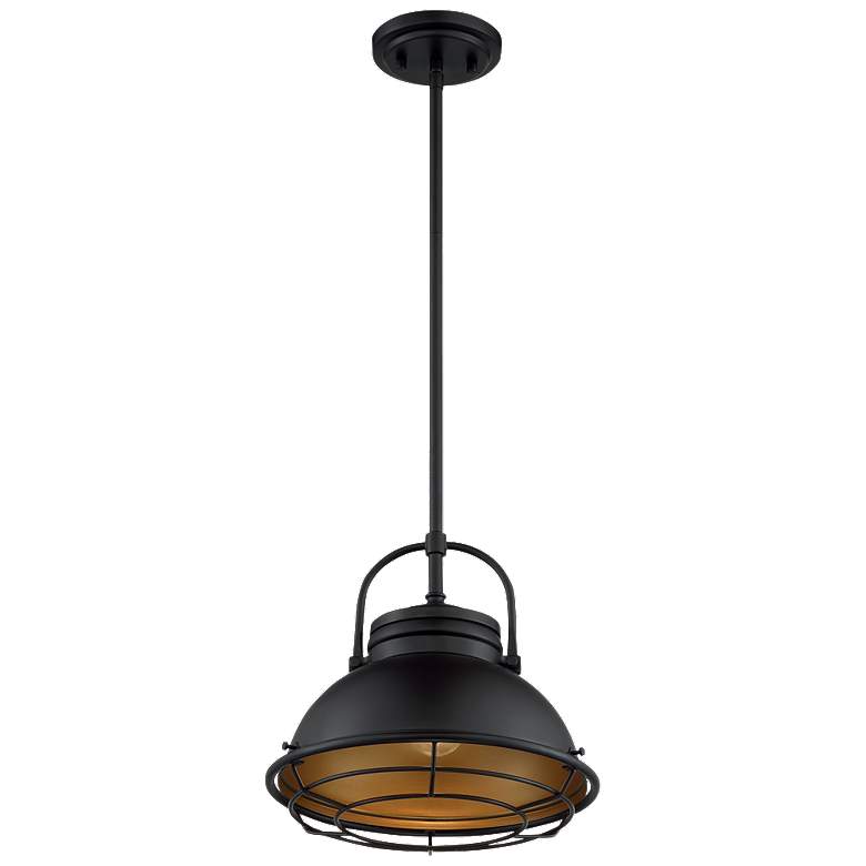Image 1 Upton; 1 Light; Large Pendant Fixture; Dark Bronze Finish with Gold Accents