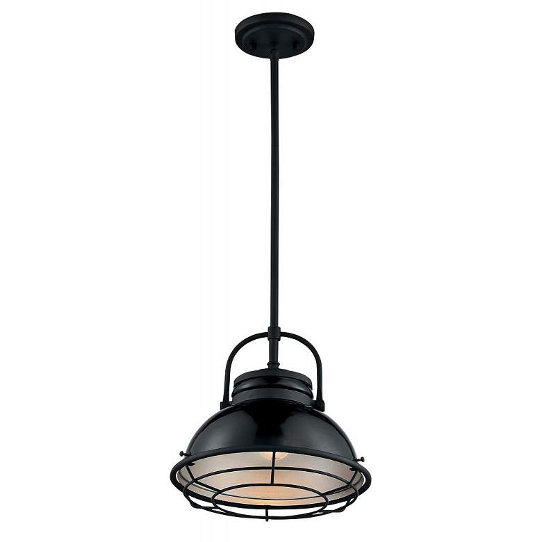 Image 3 Upton; 1 Light; Large Pendant Fixture; Gloss Black Finish with Silver more views