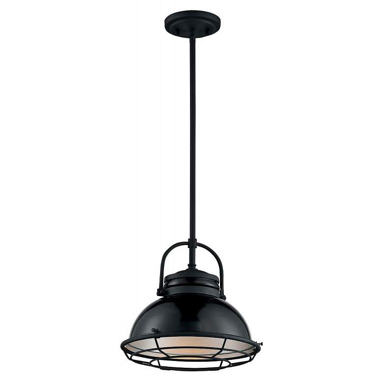 Image 4 Upton; 1 Light; Large Pendant Fixture; Gloss Black Finish with Silver more views