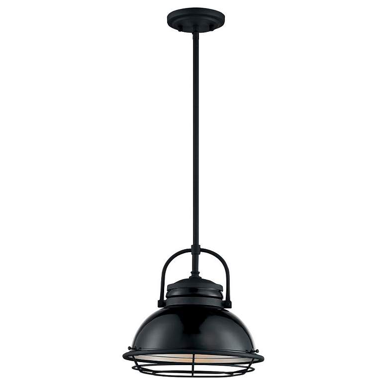 Image 5 Upton; 1 Light; Large Pendant Fixture; Gloss Black Finish with Silver more views