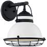Upton; 1 Light; Small Outdoor Wall; Gloss White Finish w Textured Black