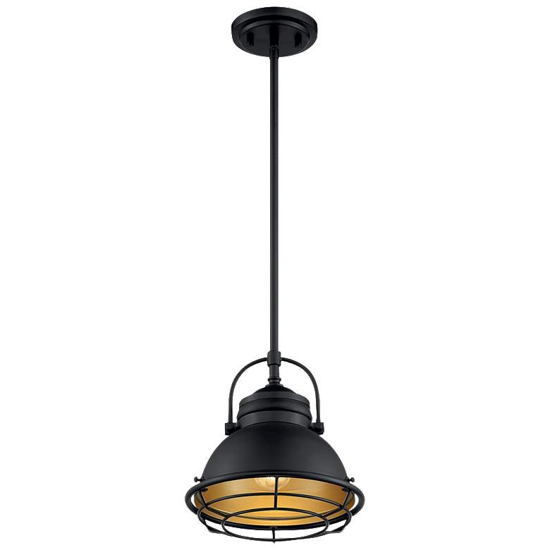 Image 1 Upton; 1 Light; Small Pendant Fixture; Dark Bronze Finish with Gold Accents