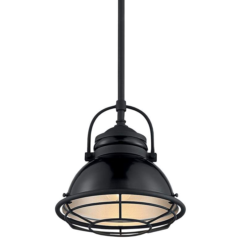 Image 1 Upton; 1 Light; Small Pendant Fixture; Gloss Black Finish with Silver