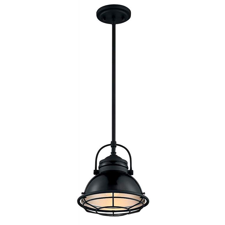 Image 3 Upton; 1 Light; Small Pendant Fixture; Gloss Black Finish with Silver more views