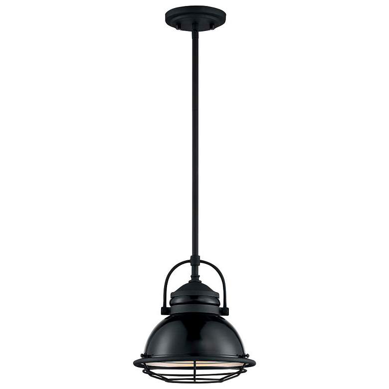 Image 4 Upton; 1 Light; Small Pendant Fixture; Gloss Black Finish with Silver more views