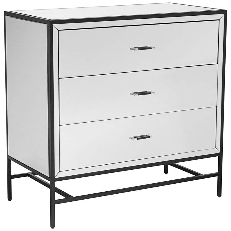 Image 1 Upton 36 inch Wide Mirrored 3-Drawer Accent Cabinet