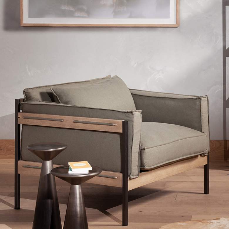Image 1 Upton Modern Villa Olive Green Iron and Parawood Chair