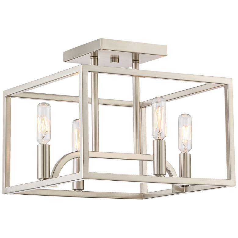 Image 2 Uptown 12 inch Wide Satin Platinum 4-Light Ceiling Light