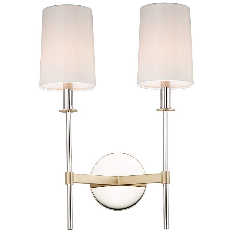 Image 1 Uptown 19 1/2" High Brass and Nickel 2-Light Wall Sconce