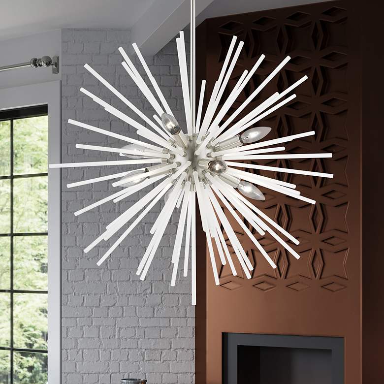 Image 2 Uptown 25 3/4" Wide Brushed Nickel 8-Light Pendant