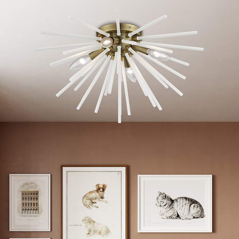 Image 1 Uptown 4 Light Antique Brass Flush Mount