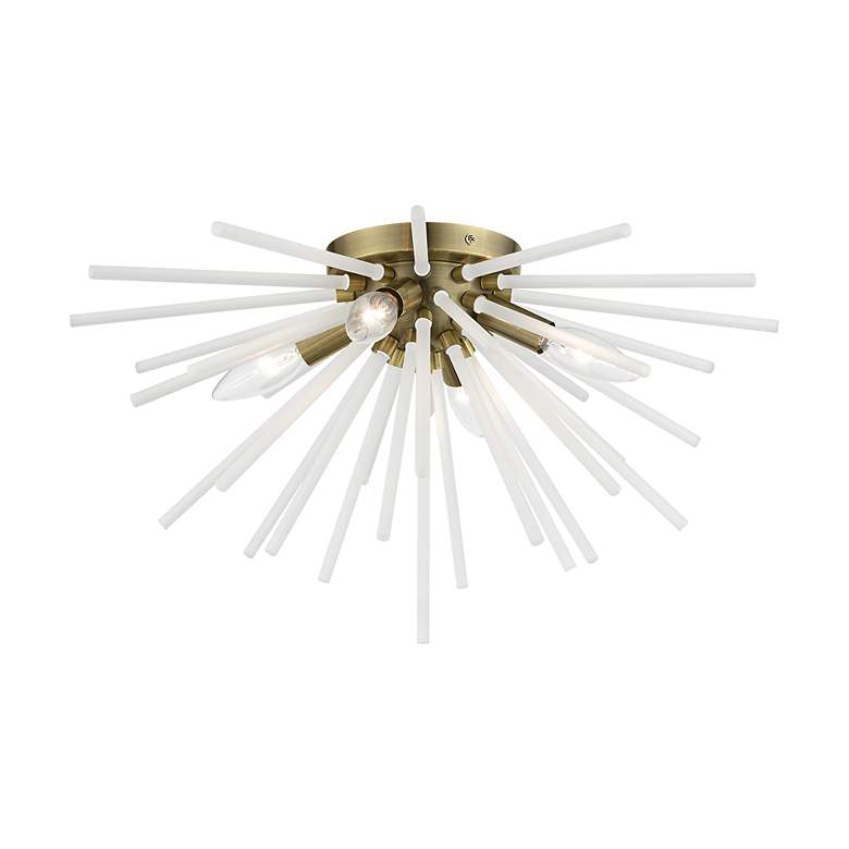 Image 4 Uptown 4 Light Antique Brass Flush Mount more views