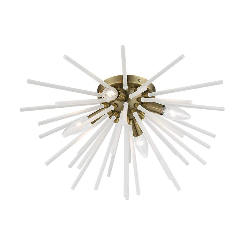Image 6 Uptown 4 Light Antique Brass Flush Mount more views