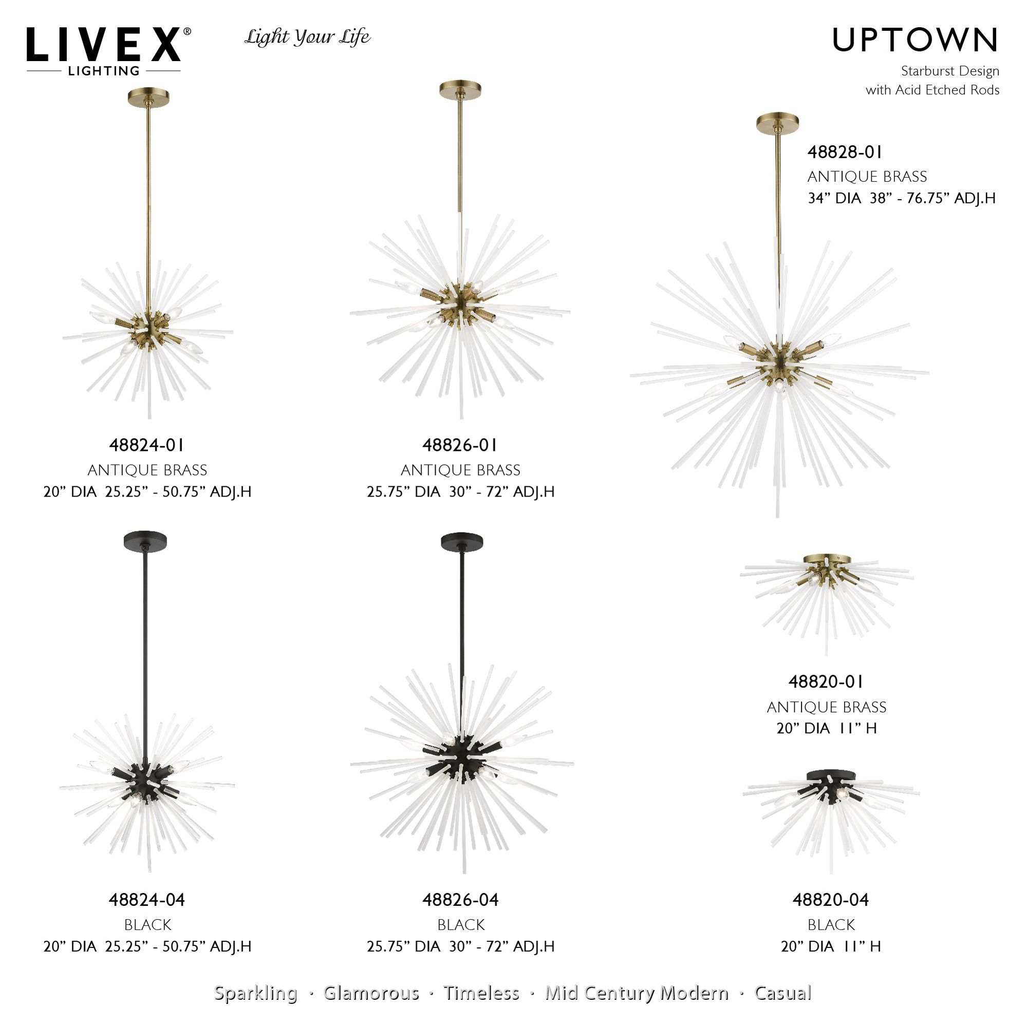 Uptown 4 Light Antique Brass Flush Mount