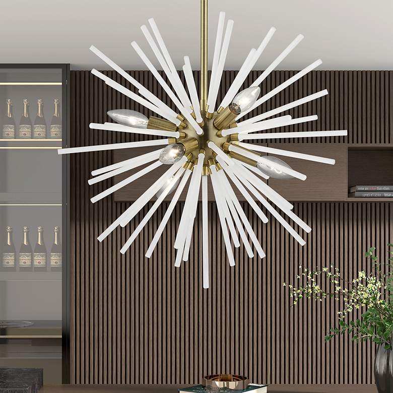 Image 1 Uptown 6 Light Antique Brass Pendant Chandelier