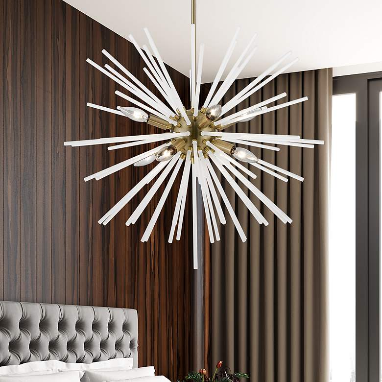 Image 1 Uptown 8 Light Antique Brass Pendant Chandelier