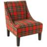 Uptown Ancient Stewart Red Fabric Swoop Armchair