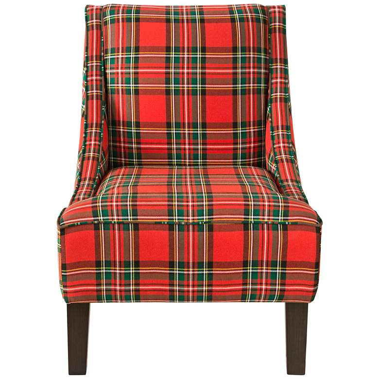 Uptown Ancient Stewart Red Fabric Swoop Armchair more views
